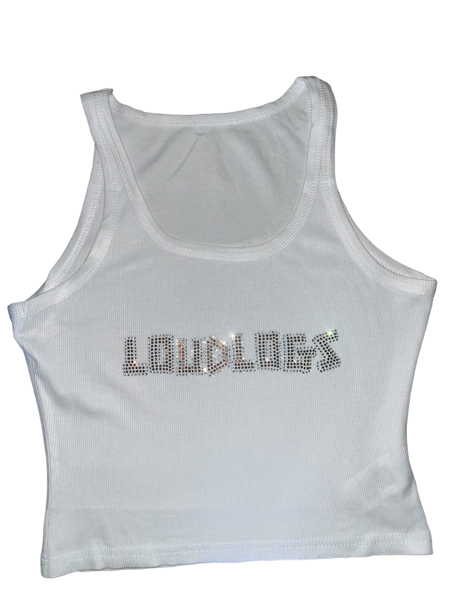 LoudLogs Rhinestone Rib Knit Tank Top