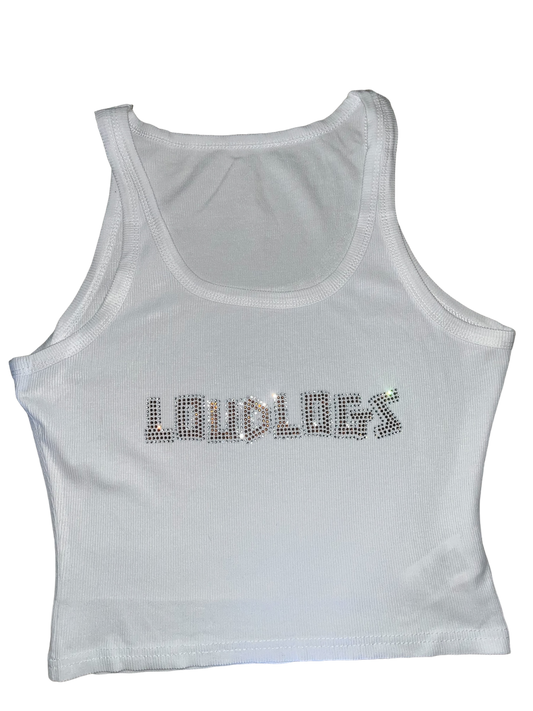 LoudLogs Rhinestone Rib Knit Tank Top