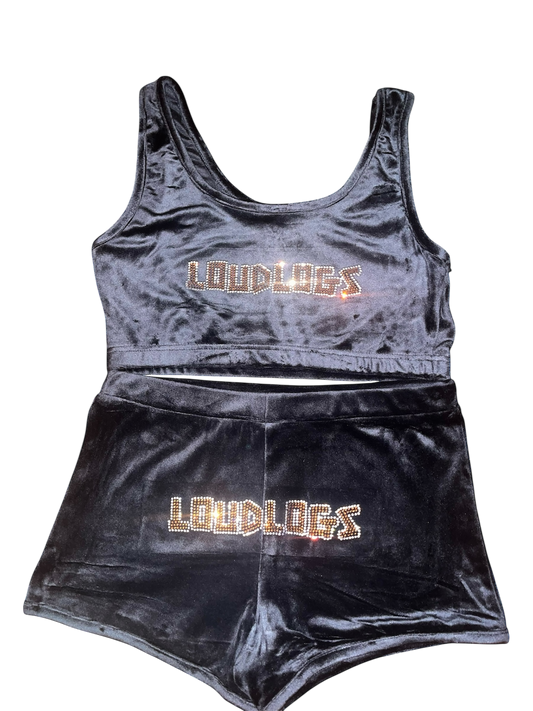 LoudLogs Rhinestone Velour Tank & Short Set